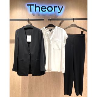 セオリー(theory)のtheory 22SS Crepe ウォッシャブル　ノーカラージャケット　黒　0(ノーカラージャケット)