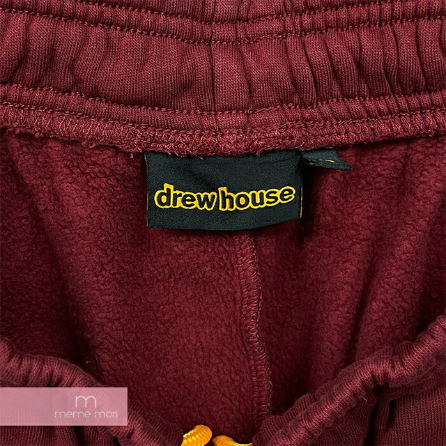 Drew House 2022AW Fire Sweatpant Burgundy ドリューハウス ファイアスウェットパンツ ロゴ刺繍 フレイムプリント カットオフ バーガンディ サイズM【230602】【新古品】【me04】