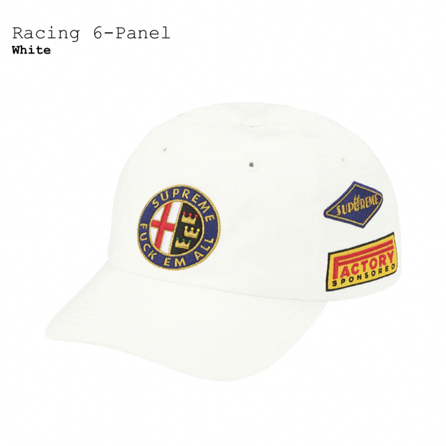 シュプリーム　Racing 6-Panel　白