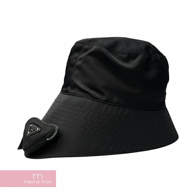 PRADA 2022SS Re-Nylon Bucket Hat 2HC282 プラダ リナイロンバケットハット 帽子 トライアングルロゴ アシンメトリー 紐 ブラック サイズL【230602】【-A】【me04】