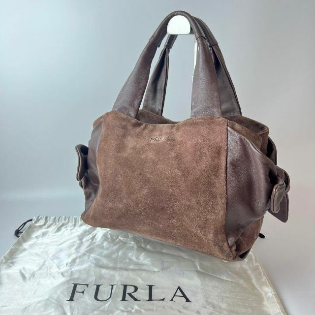 フルラ FURLA スエード ハンドバッグ ブラウン 保存袋付き