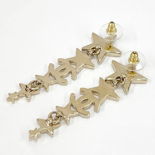 シャネル ココマーク ピアス アクセサリー メッキ CHANEL ゴールド パープル系 ストーン スイング 小物 B11A 箱 Accessories Earrings Coco Gold