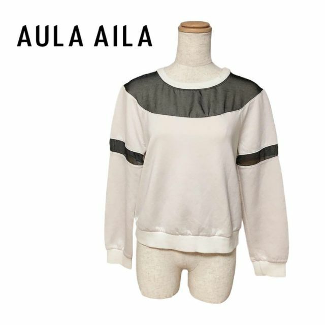 AULA AILA(アウラアイラ)のAULA AILA アウラアイラ　トップス　トレーナー　ピンク　シースルー　黒 レディースのトップス(トレーナー/スウェット)の商品写真