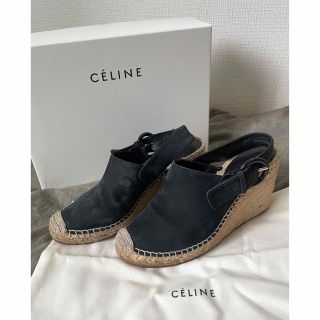 セリーヌ(celine)の【美品】CELINE エスパドリーユサンダル ヌバック ダークネイビー(サンダル)