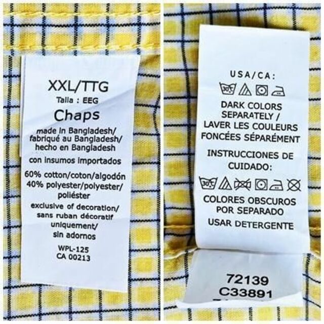 CHAPS(チャップス)の古着 チャップス ラルフローレン 半袖 チェックシャツ オーバーサイズ XXL メンズのトップス(シャツ)の商品写真