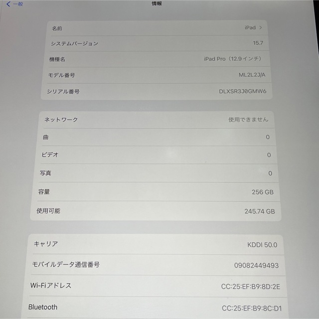 ☆Apple☆iPad Pro 12.9☆256GB☆Wi-Fi+Cellモデル 5