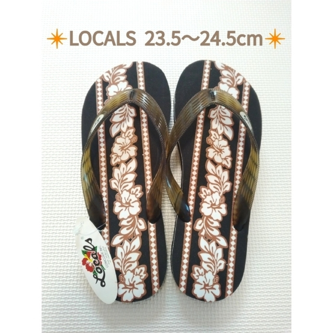 LOCALS(ローカルズ)の❇新品未使用❇Locals ビーチサンダル❇ブラウンハイビスカス柄❇ レディースの靴/シューズ(ビーチサンダル)の商品写真