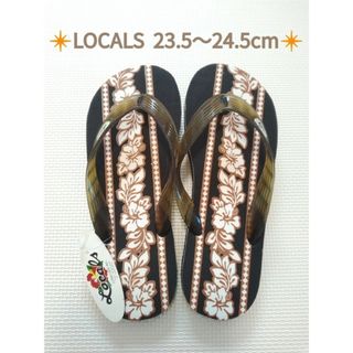 ローカルズ(LOCALS)の❇新品未使用❇Locals ビーチサンダル❇ブラウンハイビスカス柄❇(ビーチサンダル)