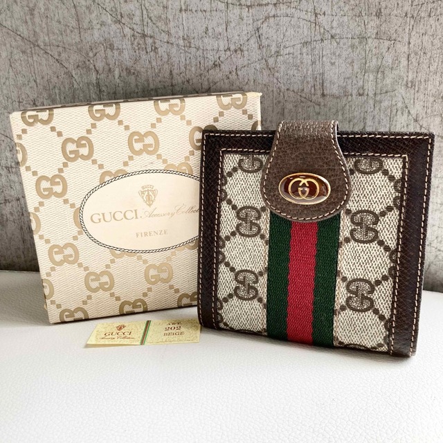 GUCCI オールドグッチ シェリーライン GGスプリーム 二つ折り財布 | フリマアプリ ラクマ