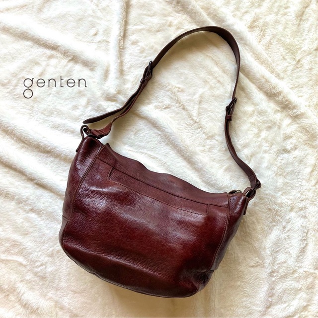 genten ゲンテン ジッパーカバー付き レザー ショルダーバッグショルダーバッグ