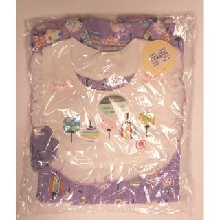 マザウェイズ(motherways)の【新品】マザウェイズ　うちわ柄柄甚平ロンパース　スタイ付き 83cm(甚平/浴衣)