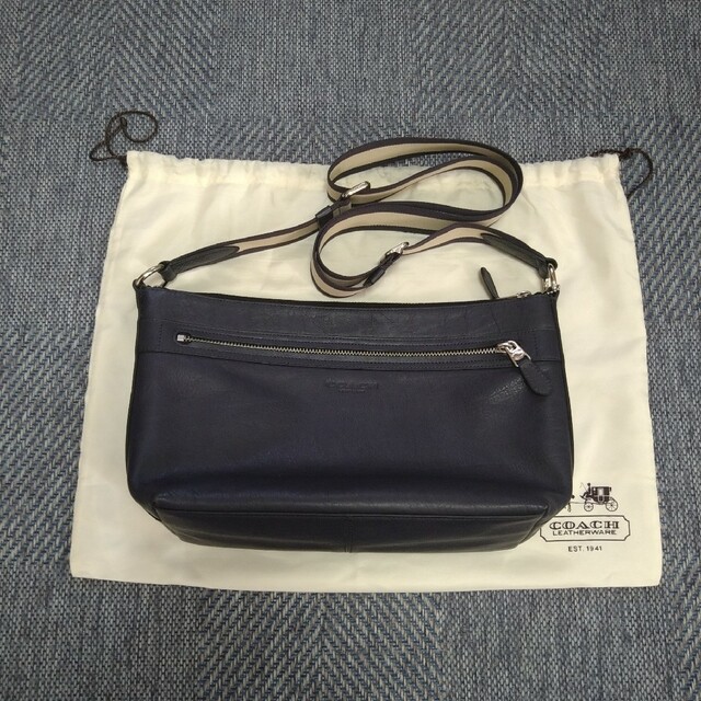 【極美品】COACH ショルダーバッグ F71727 ネイビー レザー USED