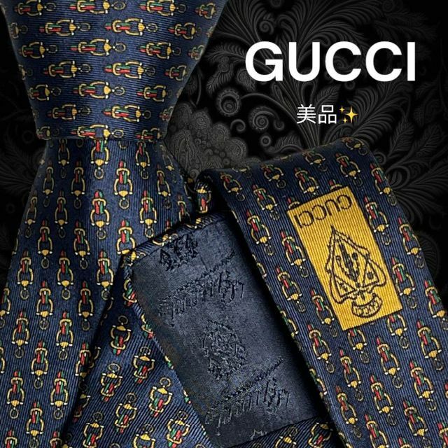 Gucci - 【世界最高峰ネクタイ ️美品 ️】GUCCI ダークネイビー グッチベルト柄の通販 by ぴすshop｜グッチならラクマ