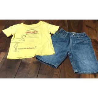 フェリシモ(FELISSIMO)のTシャツ(フェリシモ　綿100%) デニムパンツ(西松屋) セット(Tシャツ/カットソー)