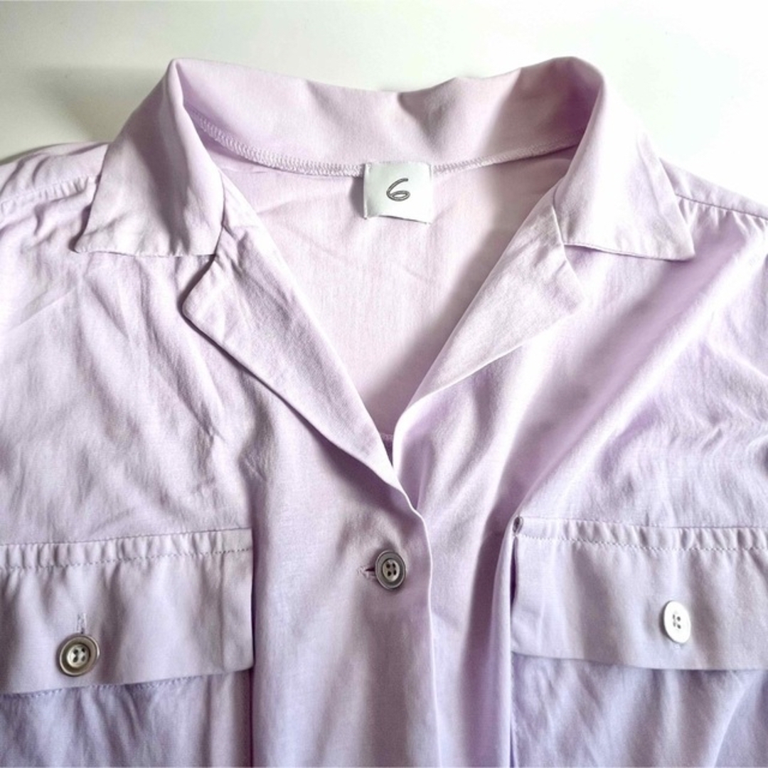 6 (ROKU)(ロク)の6 ROKU COTTON CUT SHIRT シャツ ライラック レディースのトップス(シャツ/ブラウス(長袖/七分))の商品写真