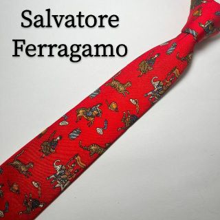 サルヴァトーレフェラガモ(Salvatore Ferragamo)のフェラガモ Salvatore Ferragamo ネクタイ レッド 総柄  赤(ネクタイ)