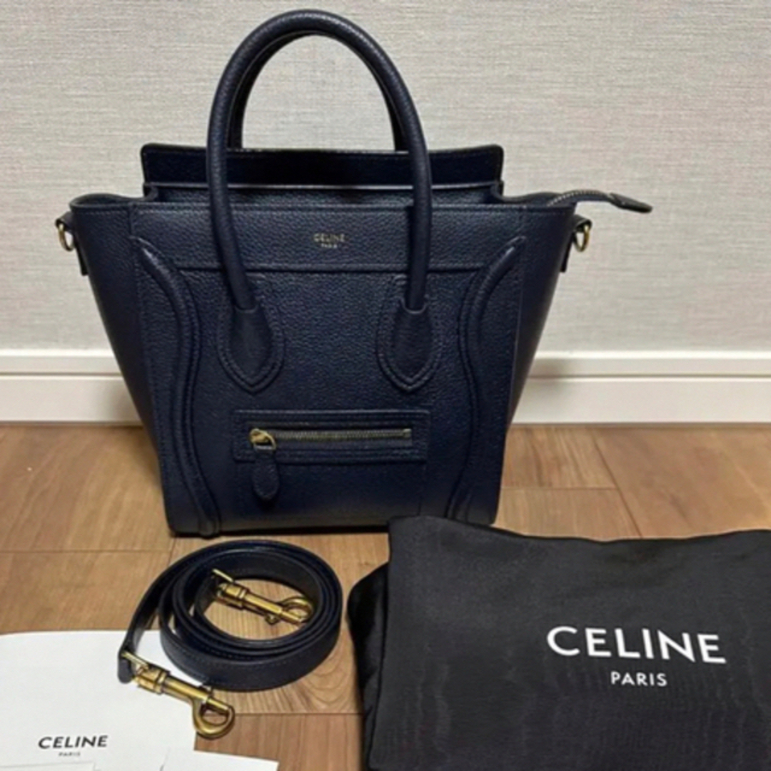 最終7/10まで。 美品 CELINE セリーヌ ラゲージナノ 限定色 ネイビー ...