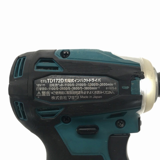 ☆品☆makita マキタ 18V 充電式インパクトドライバ TD172D 6.0Ahバッテリー1個(BL1860B) 付 72094