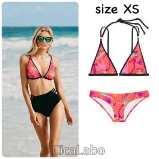 ヴィクトリアズシークレット(Victoria's Secret)の【新品】VS PINK ビキニセット 水着 plunge ネオンオレンジ XS(水着)