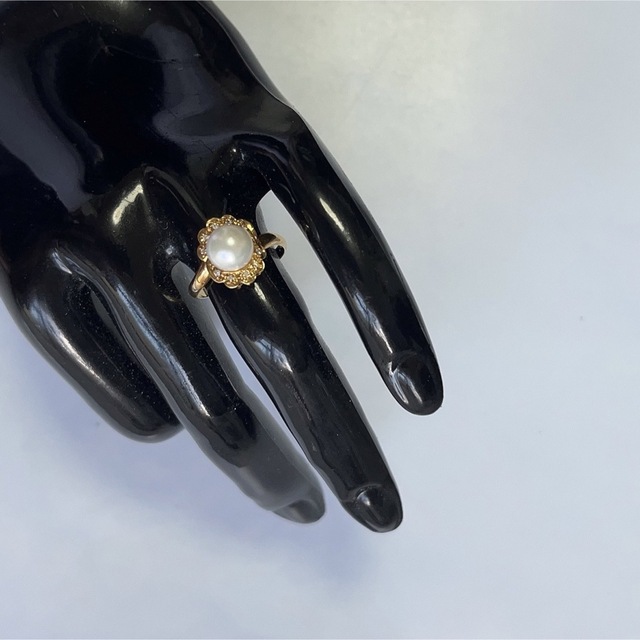 美品　K18 パール　ダイヤ　リング レディースのアクセサリー(リング(指輪))の商品写真