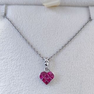 スタージュエリー(STAR JEWELRY)のスタージュエリー ルビー ミステリアスハート ネックレス K18WG Pt950(ネックレス)