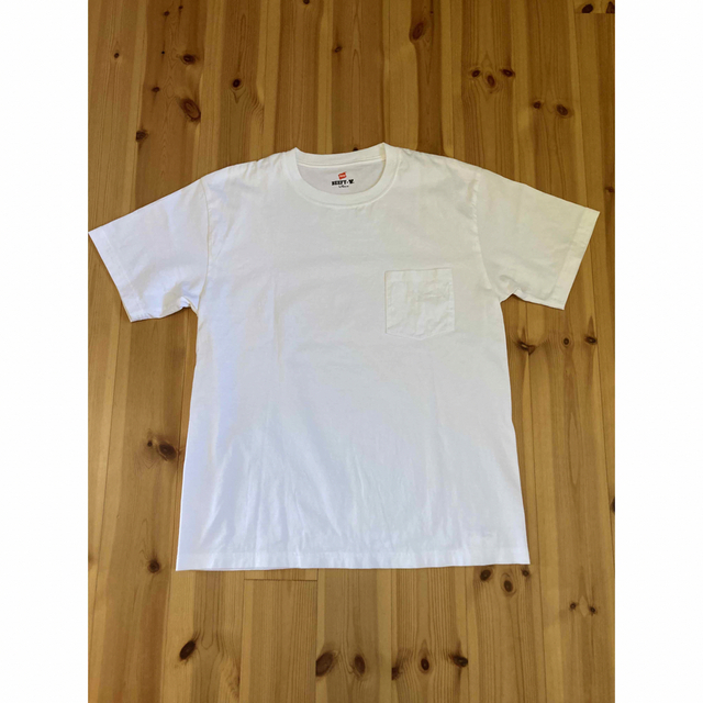Hanes(ヘインズ)のヘインズ ビーフィー Tシャツ ポケット付き ホワイト サイズL メンズのトップス(Tシャツ/カットソー(半袖/袖なし))の商品写真