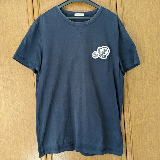 未使用品】 MONCLER ダブルワッペン 半袖Tシャツ Mサイズ ネイビー