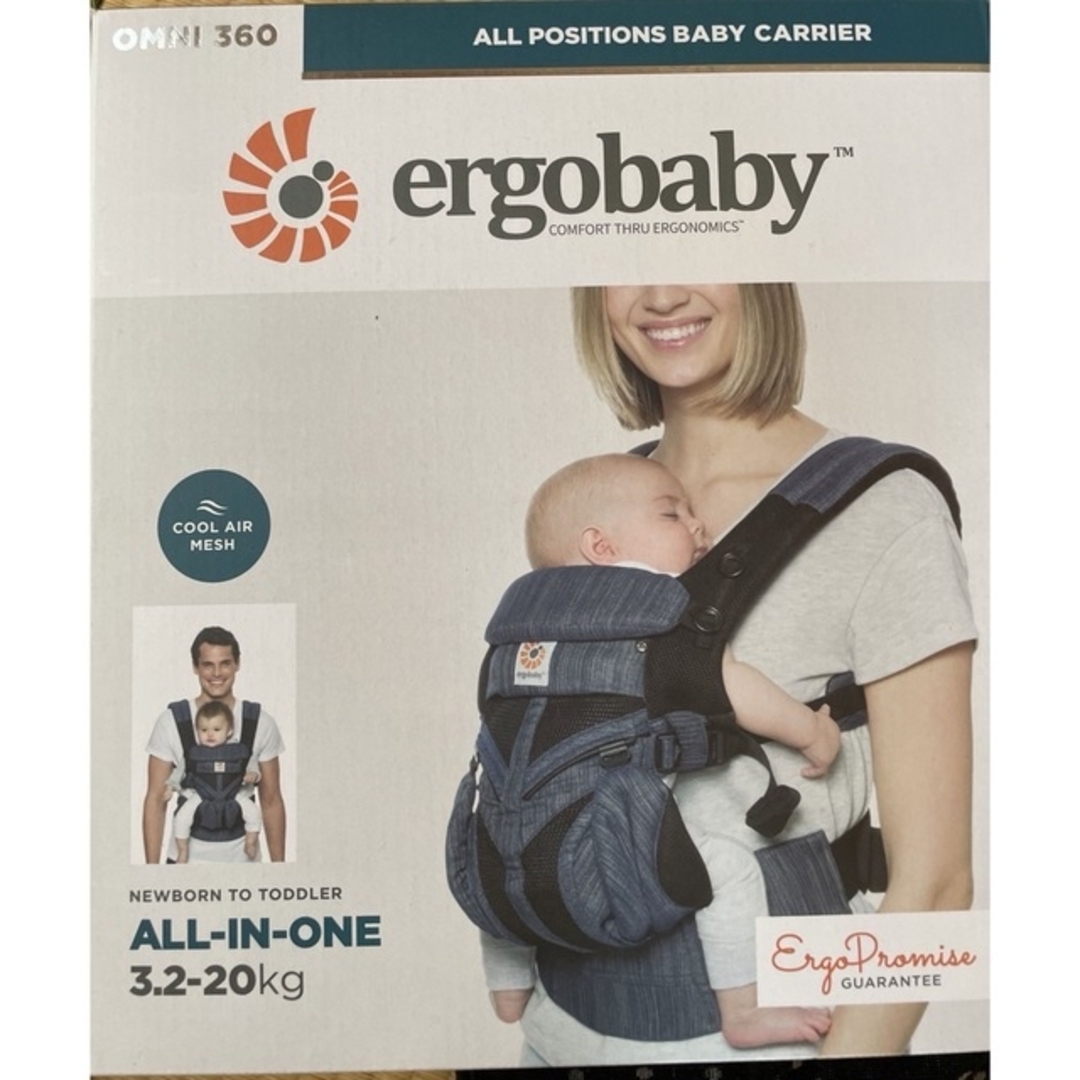 Ergobaby(エルゴベビー)のエルゴベビー OMNI360 クールエアーメッシュ インディゴ 美品 キッズ/ベビー/マタニティの外出/移動用品(抱っこひも/おんぶひも)の商品写真