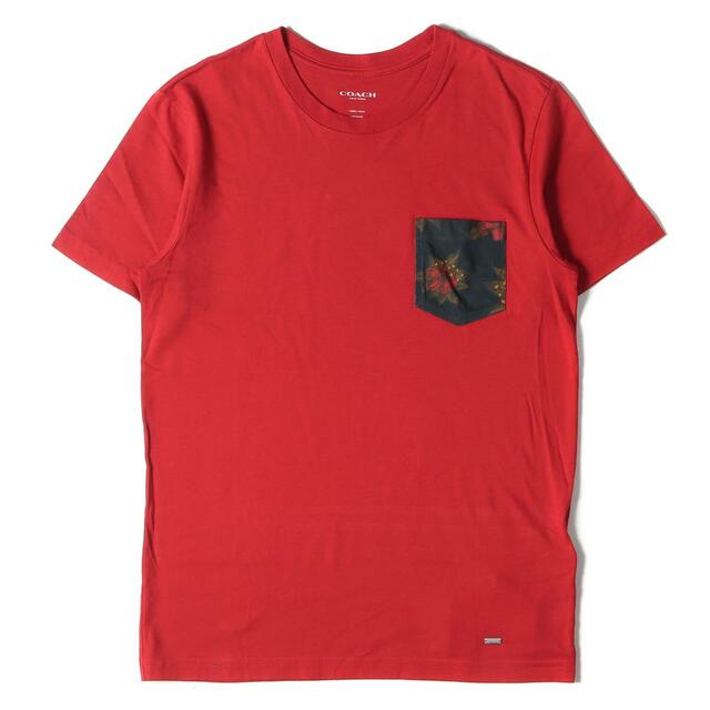 COACH コーチ ボタニカルフラワー ポケット Tシャツ F30332 レッド 赤 XS トップス シンプル カジュアル ブランド 【メンズ】【R048】