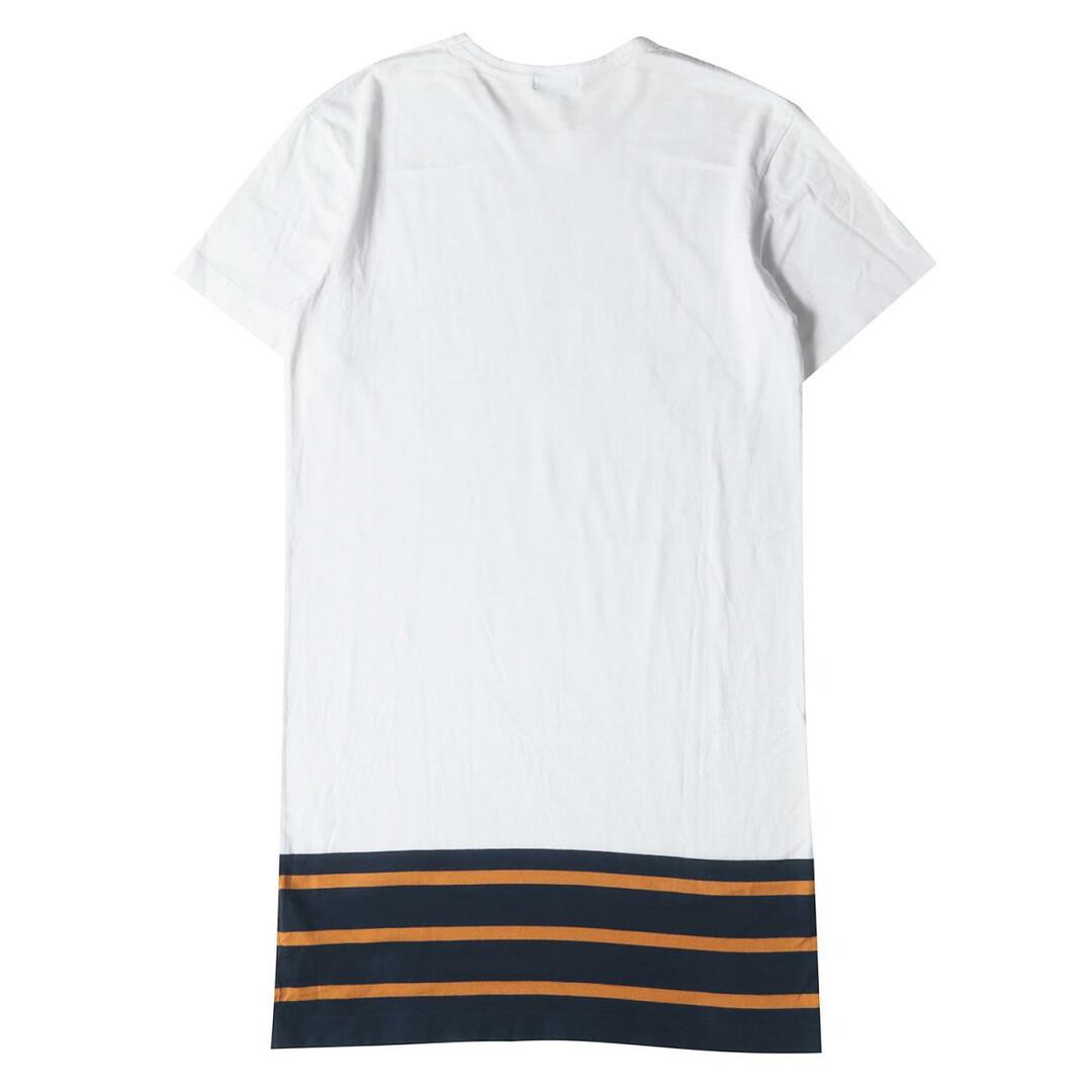 COMME des GARCONS コムデギャルソン 16SS 裾ボーダー切替え クルーネック Tシャツ HOMME PLUS ホワイト 白 M トップス シンプル カジュアル ブランド 【メンズ】【中古】【R048】