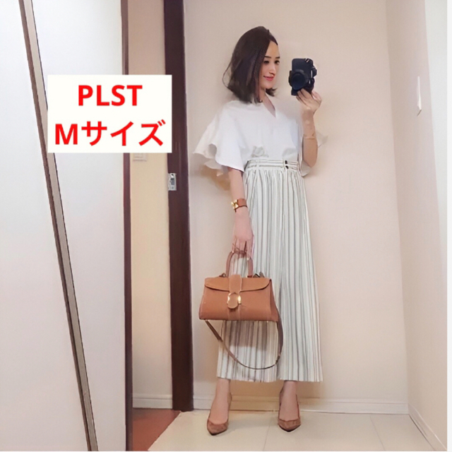 未使用＊ブランド定番 PLST ＊美脚見え リネンブレンドワイドパンツP23