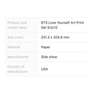 レア　BTS Love Yourself Art Print Set ポスター