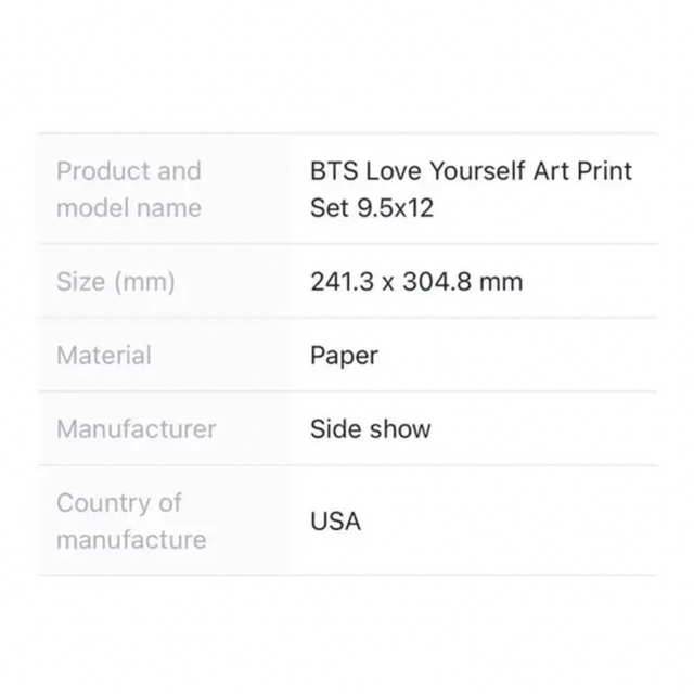 レア　BTS Love Yourself Art Print Set ポスター 2