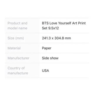 レア BTS Love Yourself Art Print Set ポスター