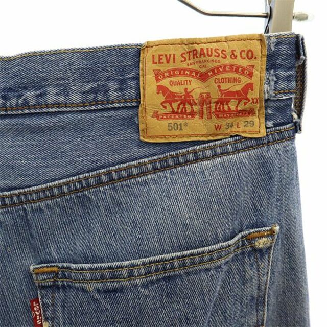 Levi's(リーバイス)のリーバイス 501 ストレート デニムパンツ W34 ブルー Levi's ボタンフライ ジーンズ メンズ 【中古】  【230603】 メンズのパンツ(ワークパンツ/カーゴパンツ)の商品写真