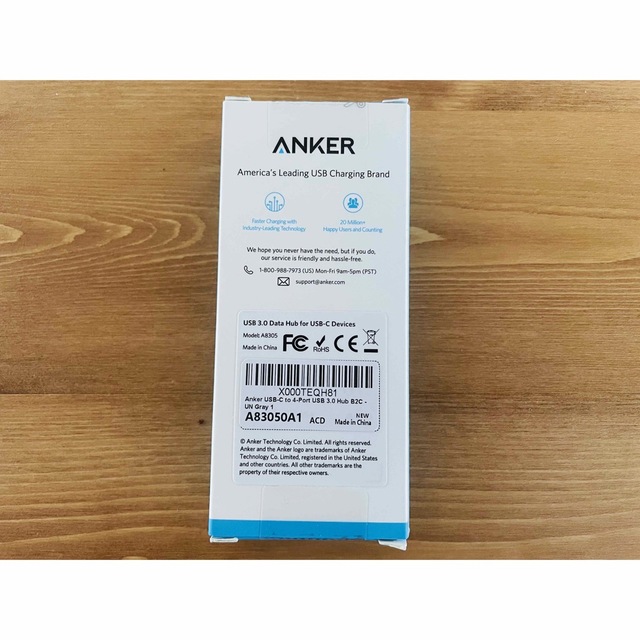 Anker(アンカー)の【新品】 Anker USB-C 4ポート USB3.0 ハブ A83050A1 スマホ/家電/カメラのPC/タブレット(PC周辺機器)の商品写真