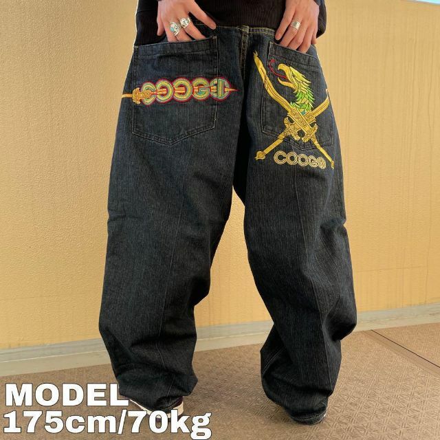 デニム/ジーンズ W44 COOGI クージー 極太ワイドバギーボトム 刺繍