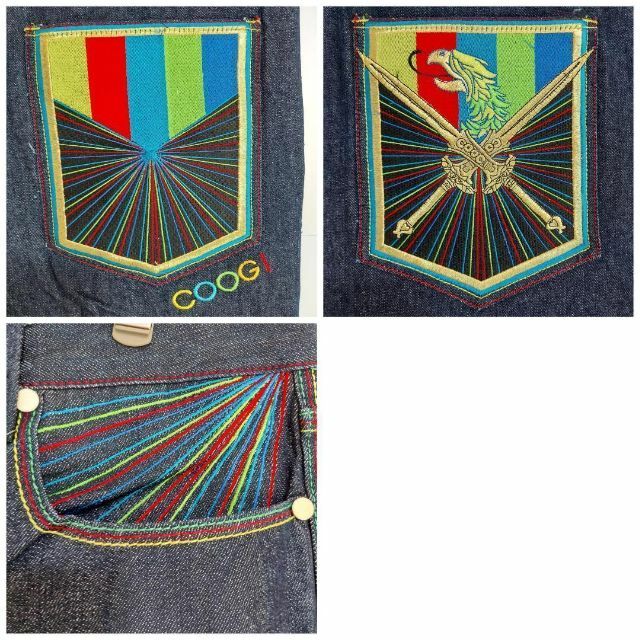 COOGI(クージー)のCOOGI クージー 極太ワイドバギーボトム 刺繍 ネイビー紺 デニム W40 メンズのパンツ(デニム/ジーンズ)の商品写真