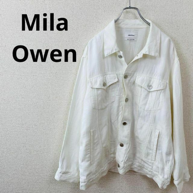 Mila Owen(ミラオーウェン)のMila Owen　ミラオーエン　メンズ　ホワイト　爽やか　リネン　ブルゾン メンズのジャケット/アウター(Gジャン/デニムジャケット)の商品写真