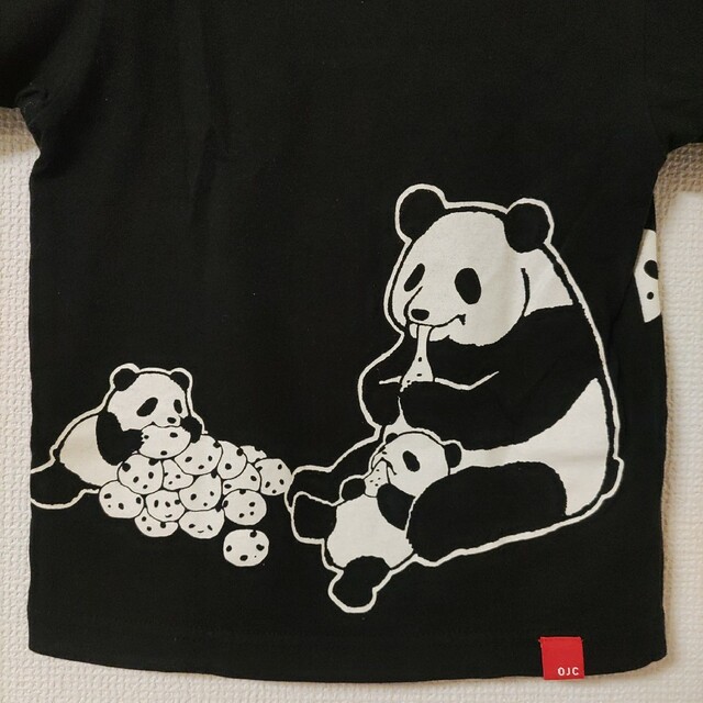 OJICOキッズ半袖Tシャツ黒ぱんだいふく大福4A黒白90cm95cm100cm