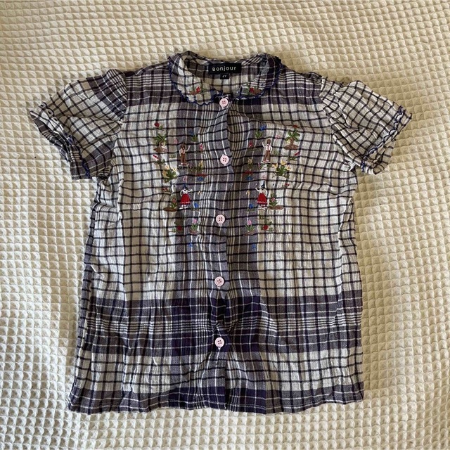 Caramel baby&child (キャラメルベビー&チャイルド)のbonjour   Blouse Handkerchief check 4y キッズ/ベビー/マタニティのキッズ服女の子用(90cm~)(ブラウス)の商品写真