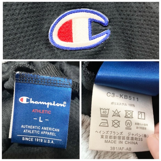 Champion(チャンピオン)のチャンピオン ハーフパンツ メンズL 黒 グレー バスケットボール ロゴ メンズのパンツ(ショートパンツ)の商品写真