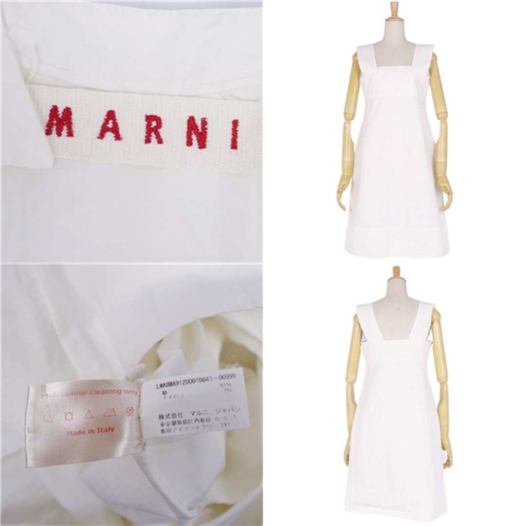 Marni(マルニ)の美品 マルニ MARNI ワンピース エプロン ノースリーブ 無地 コットン トップス レディース 38(S相当) ホワイト レディースのワンピース(ひざ丈ワンピース)の商品写真