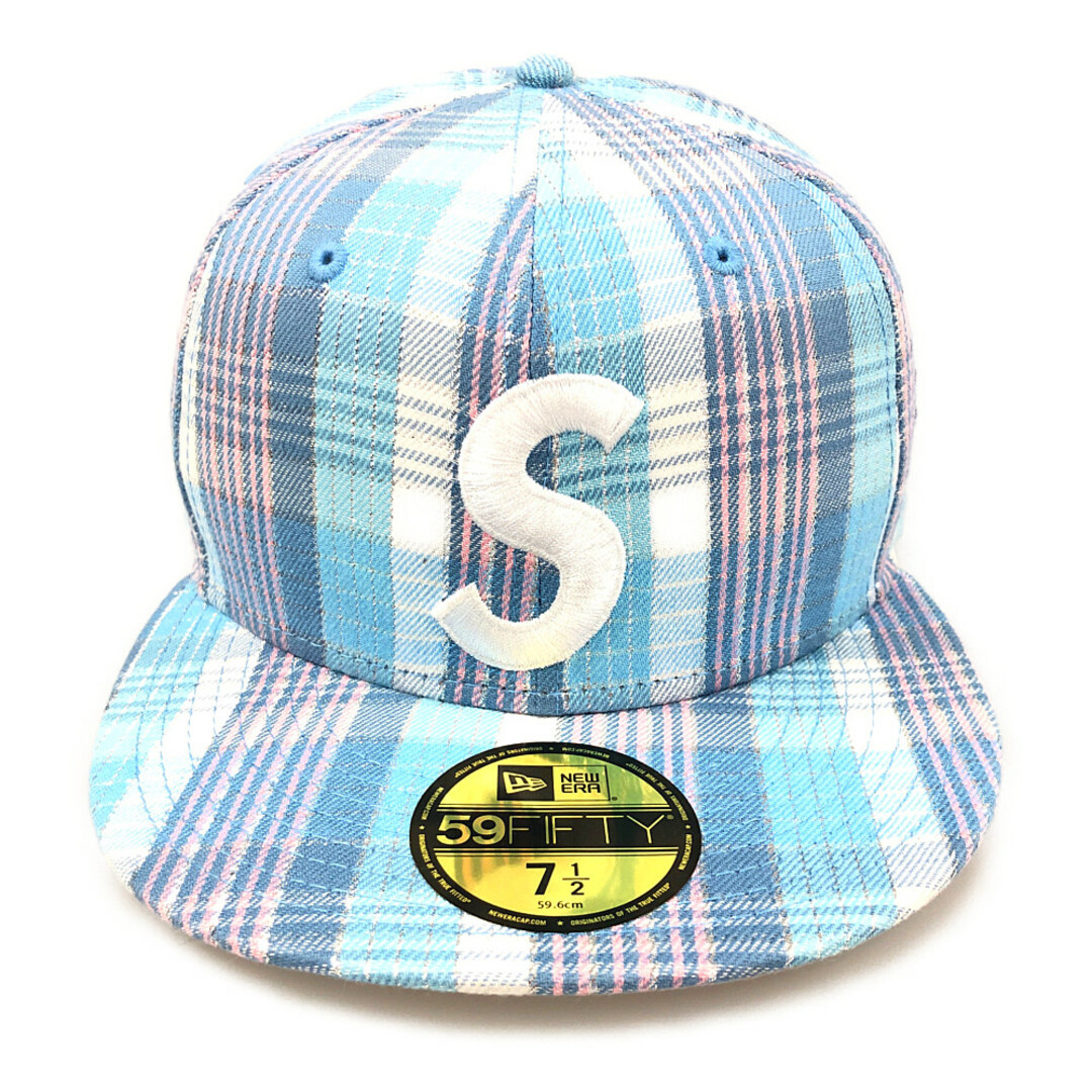 SUPREME シュプリーム 23SS Metallic Plaid S Logo New Era Sロゴ キャップ ライトブルー サイズ 7 1/2 正規品 / 31007