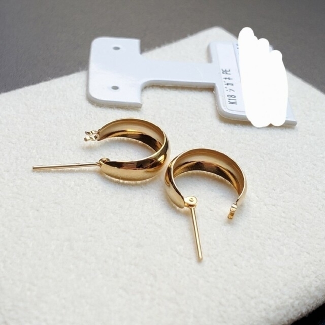 期間限定出品 艶々の鏡面仕上げ ムーンピアス K18 YG フープ ピアス