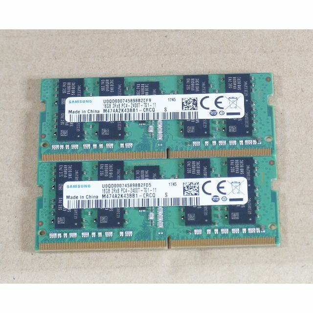 DDR4メモリー 32GB(16GB×2) PC4-2400T ノートPC用2 スマホ/家電/カメラのPC/タブレット(PCパーツ)の商品写真