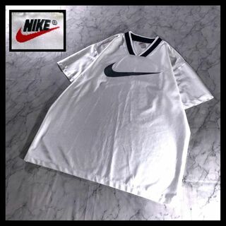 ナイキ(NIKE)の90s 古着 NIKE 銀タグ ゲームシャツ 白 黒 センタースウッシュロゴ L(Tシャツ/カットソー(半袖/袖なし))