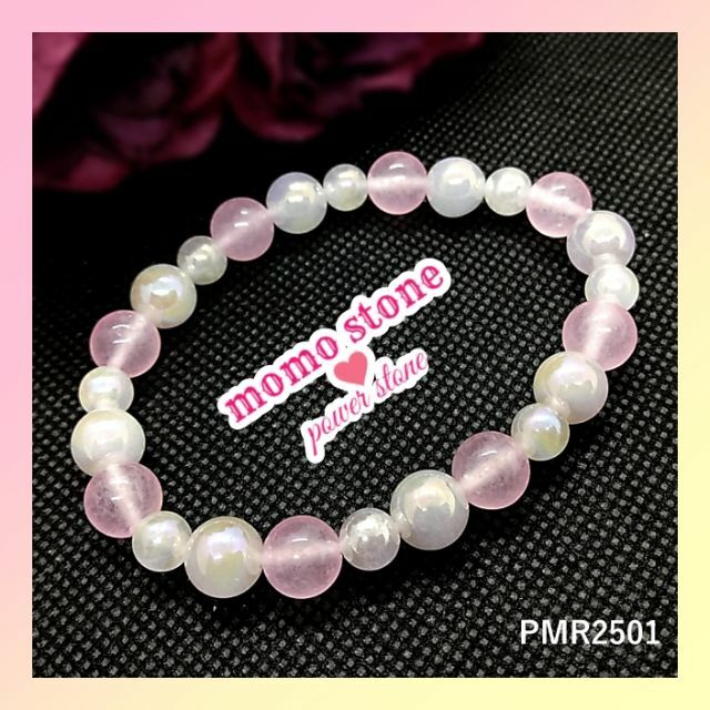 購買 ❤ローズクォーツ オーラ ピンクジェイド 天然石 パワーストーンブレスレット 天然石パワーストーンブレスレット
