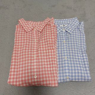 ユニクロ(UNIQLO)のUNIQLO ユニクロ レトロ ギンガムチェック シャツ 長袖 色違い ２点(シャツ/ブラウス(長袖/七分))