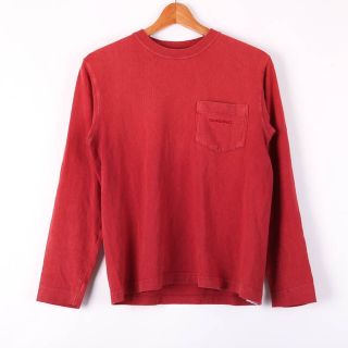 モンベル(mont bell)のモンベル 長袖Tシャツ クルーネック ロゴ 胸ポケット トップス アウトドア トレッキング コットン レディース XSサイズ レッド mont-bell(Tシャツ(長袖/七分))